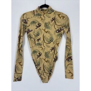 Adriana Iglesias Cheetah Leopard Novelty Animal Print Bodysuit - Size 36